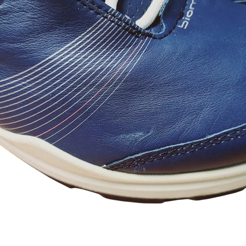 Ecco Biom Gore Tex Blue Leather Lace Up Golf Shoes Women's Size 9 Extra Width